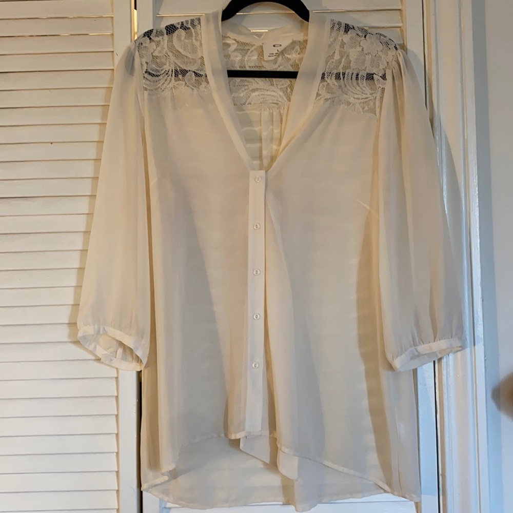 Cream with Lace top.